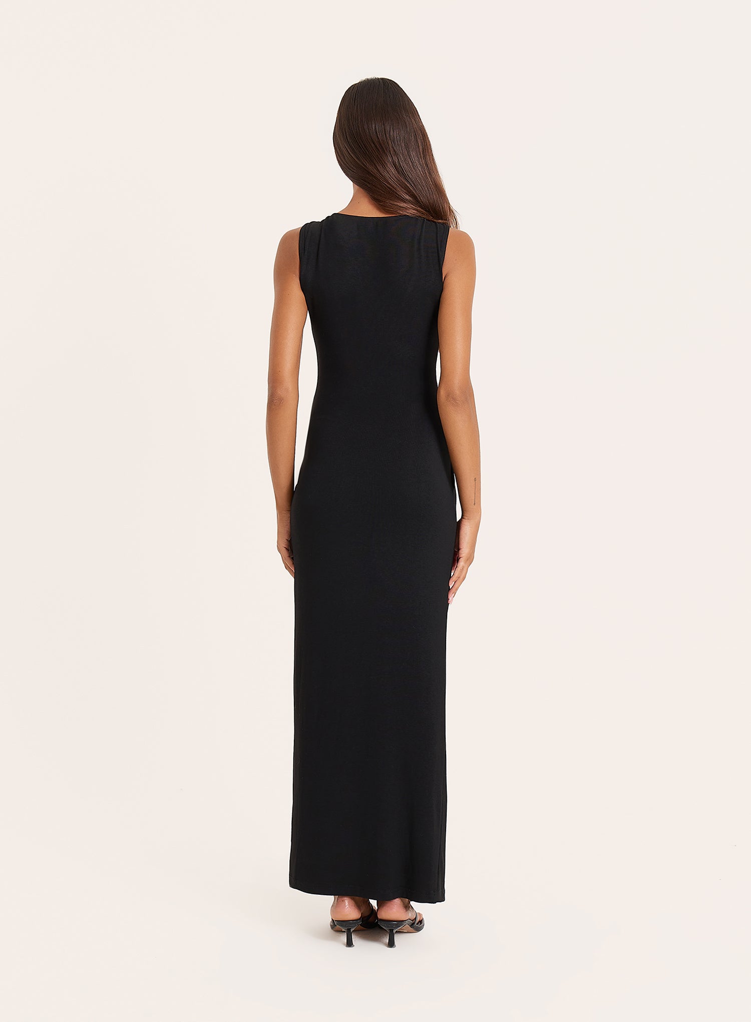 Black Jersey Hardware Sleeveless Maxi Dress